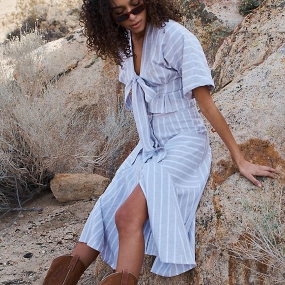 Happy X Nature Dresses & Skirts - Happy X Nature Linen Blend Serene Midi Button Front Skirt